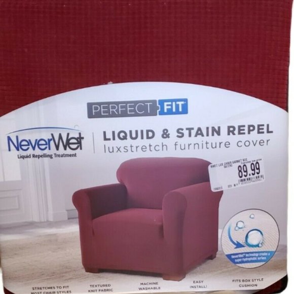 Perfect Fit NeverWet Luxury Chair Slipcover Garnet - Picture 2 of 3